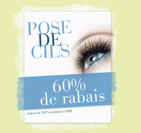 60% de rabais sur la pose de cils 60% de rabais sur la pose de cils