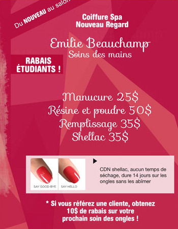 Soins manucure, remplissage, shellac